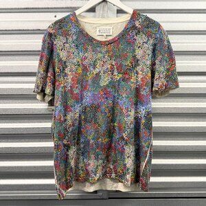 MAISON MARGIELA multicolor cotton microdot print short sleeve t-shirt